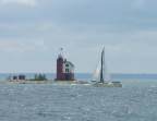 Round Island Lighthouse, sailboat