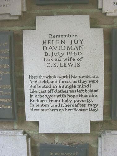 memorial to Helen Joy Davidman