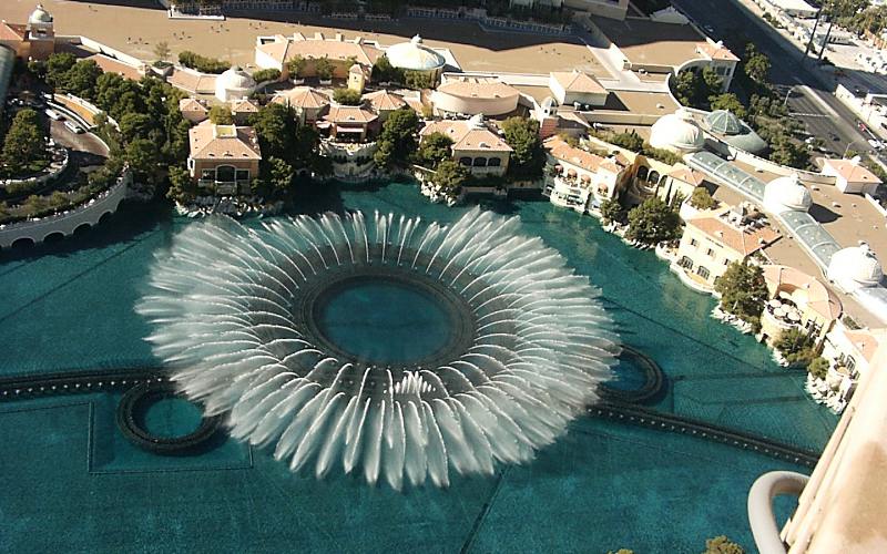 Bellagio fountains From the Eiffel Tower