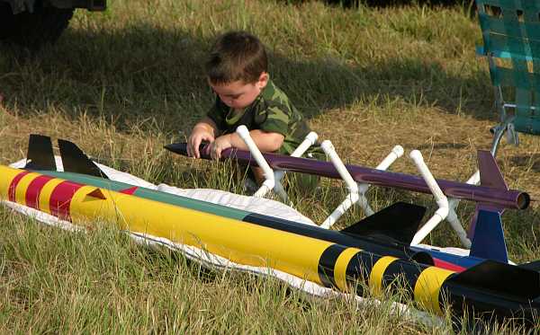 Child with model rocket