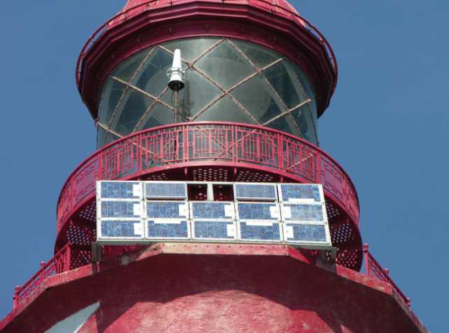 solar panels on White Shoal Light - Michigan