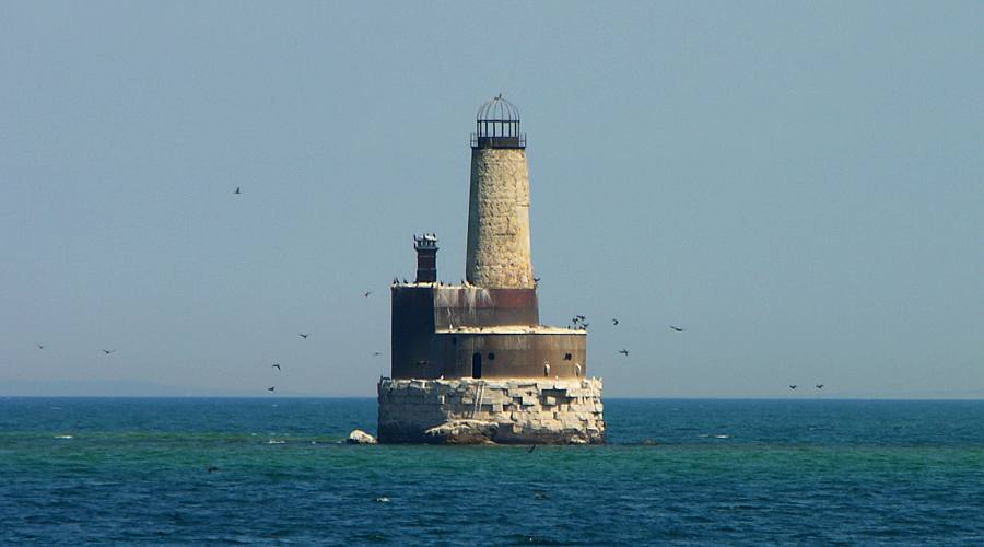 cormorants and Waugoshance Lighthouse