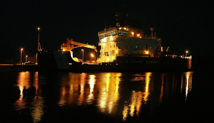 United States Coast Guard Cutter Mackinaw night photo