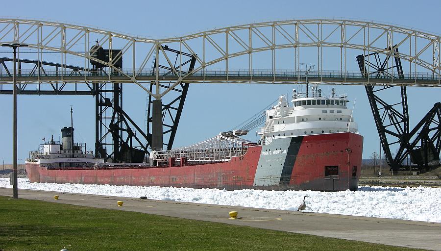 Freighter traveling though ice