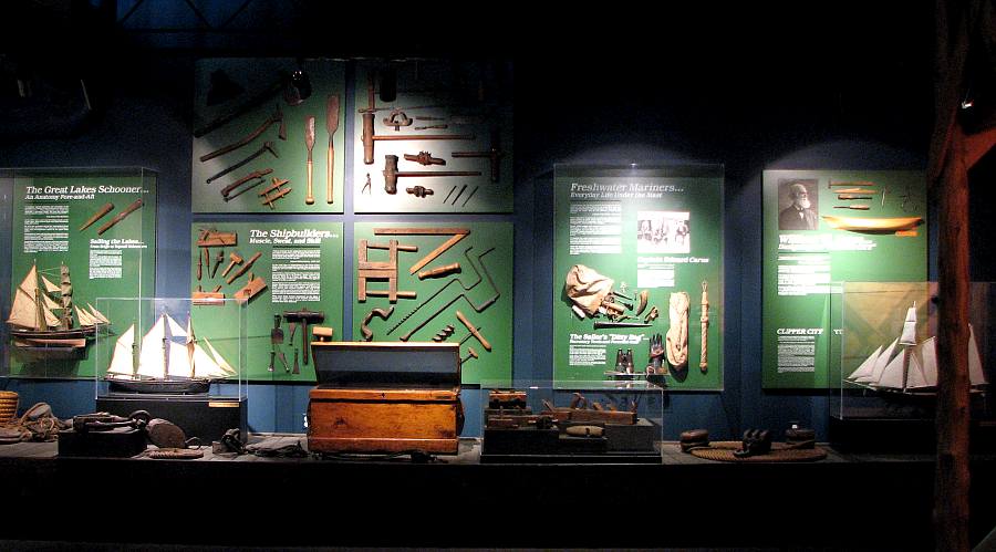 Wooden ship building exhibit in the Wisconsin Maritime Mueum.