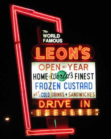 Leon's Frozen Custard Drive-In neon sign
