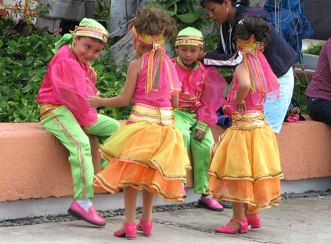 Beautiful costumed children waiting to dance