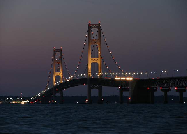 Mackinac Bridge at dusk