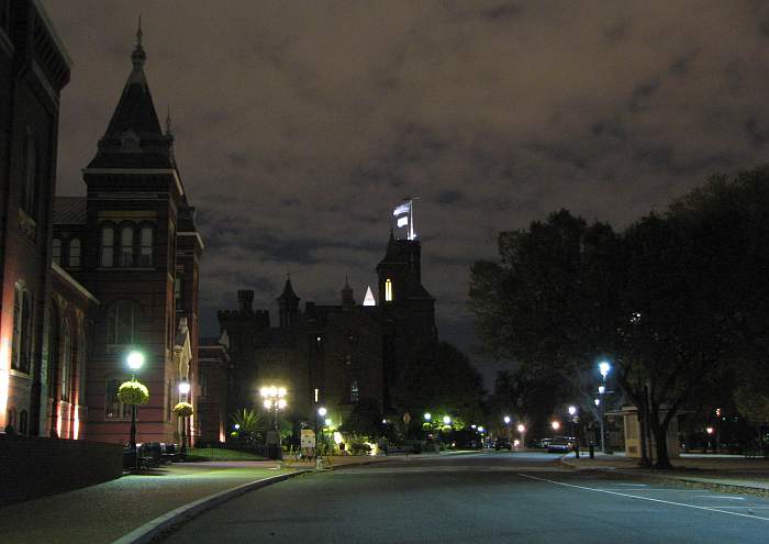 Smithsonian Castle at night