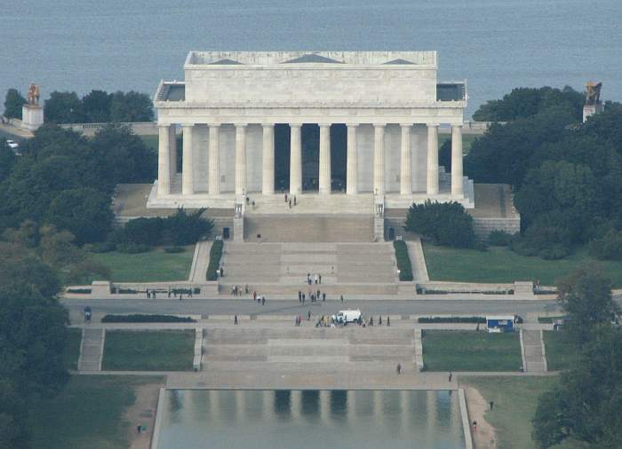 Lincoln Memorial as seen from the top of the Washington Monument