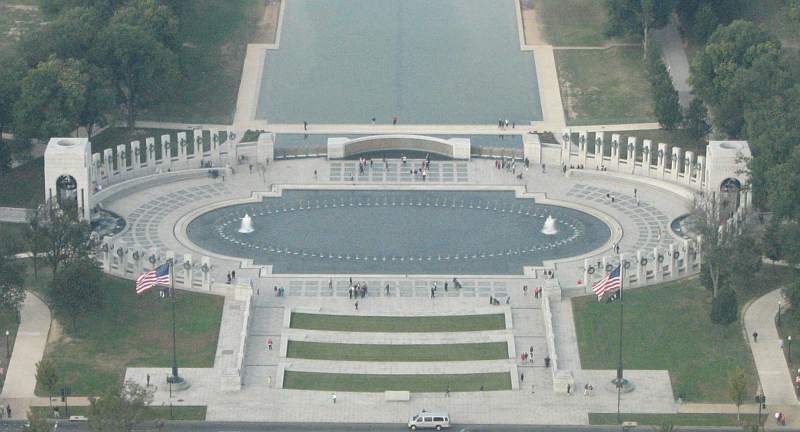 Arial view of the National World War II Memorial