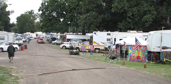 Pecan Grove Campground at Walnut Valley Festival in WInfield, Kansas
