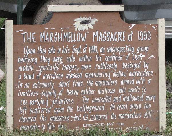 The Marshmallow Massacre of 1990 hisotircal marker