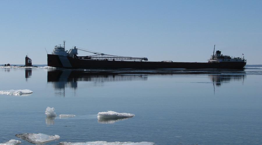 John Munson Great Lakes freighter in ice