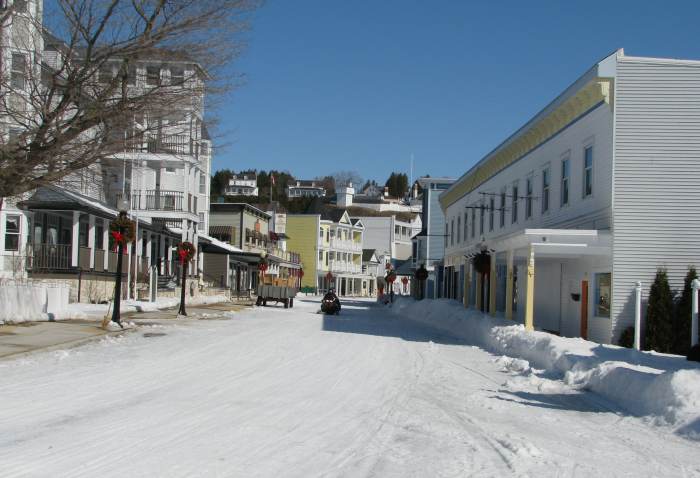 Mackinac Island Main Street in winter