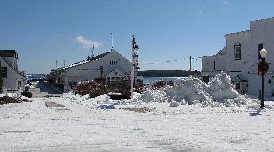 Arnold Transit Dock in winter - Mackinac Island