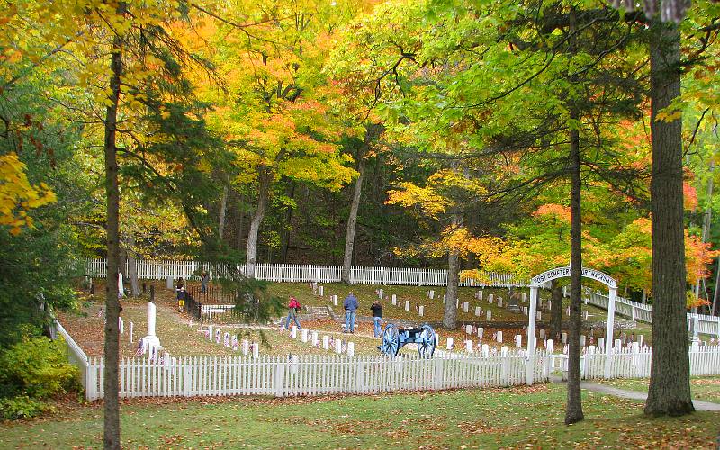 Fort Mackinac Post Cemetery in autumn