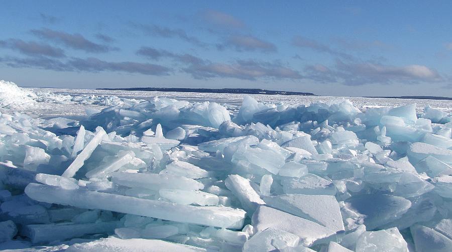 Ice piled near Mackinaw City, Michigan