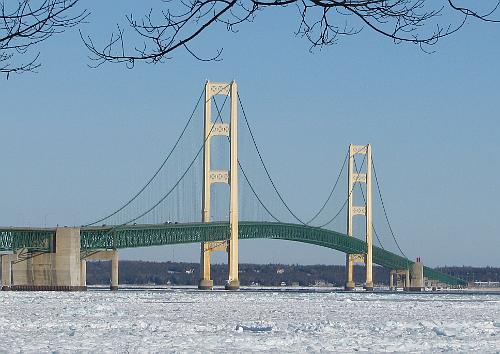 Mackinac Bridge on a cold winter's day