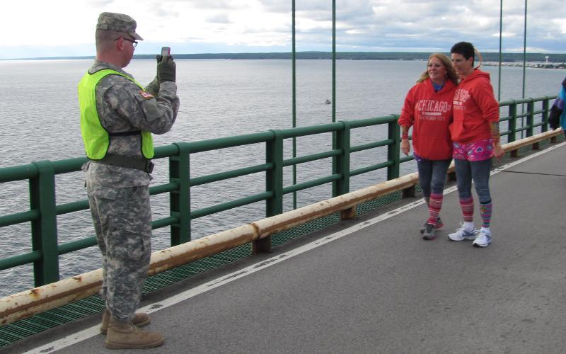 Michigan National Guard soldier on the Mackinac Bridge