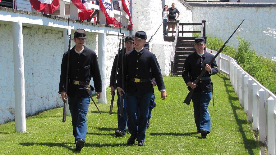 American soldiers at Fort Mackinac