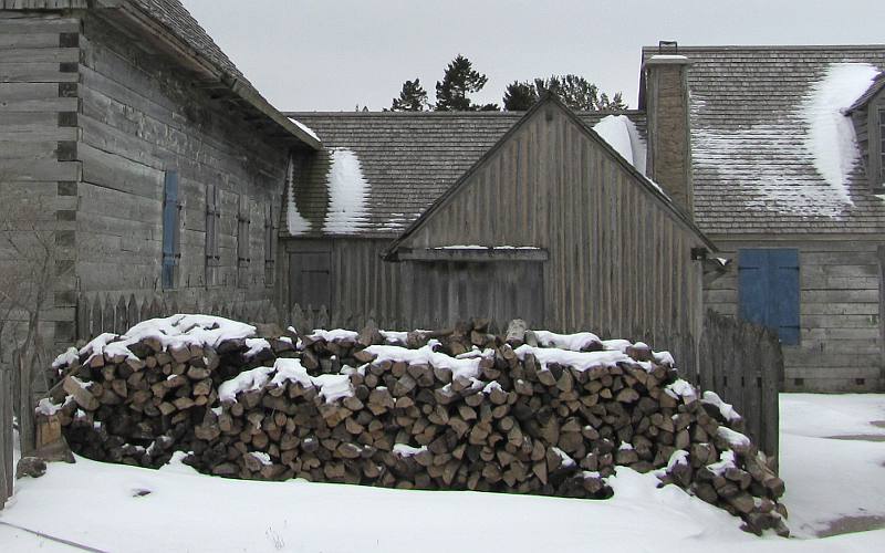 Fort Michilimackinac blacksmith shop in winter