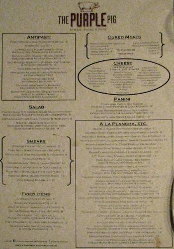 The Purple Pig Menu - Chicago, Illinois