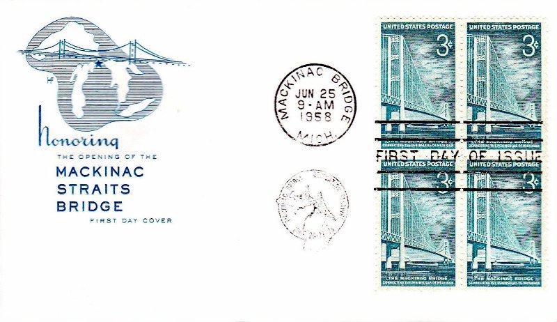 Mackinac Bridge June 1958 First Day Cover