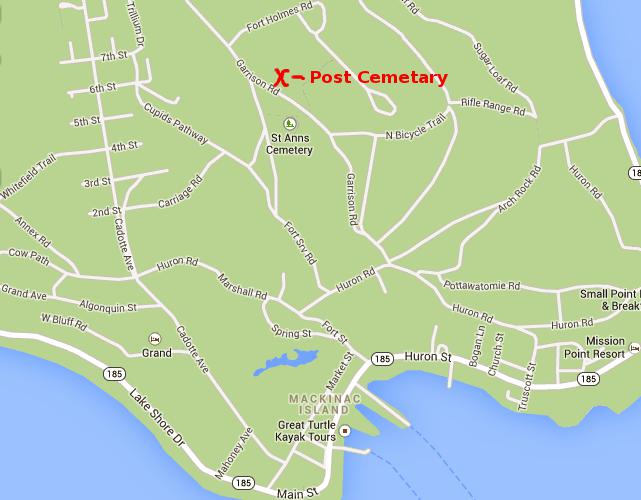 Fort Mackinac Post Cemetery Map - Mackinac Island, Michigan