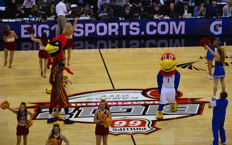 Cyclone and Jayhawk mascots