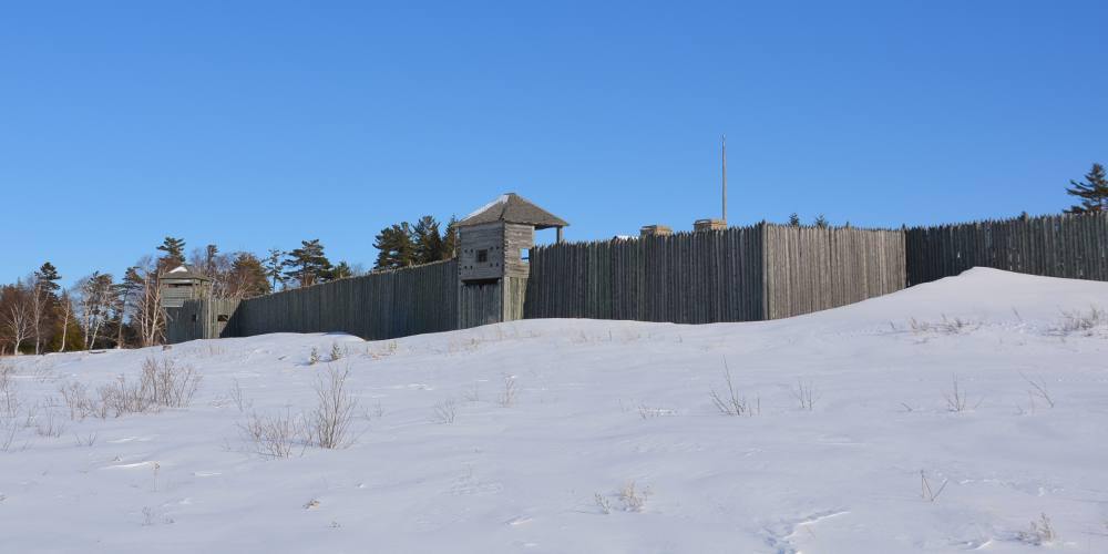 Fort Michilimackinac from the ice off shore