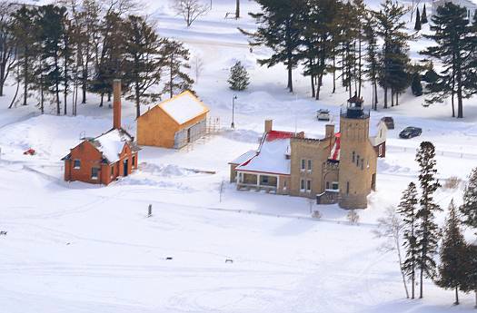 Old Mackinac Point Lighthouse in winter