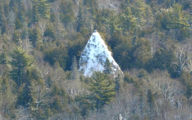 Sugar Loaf rock on Mackinac Island in winter