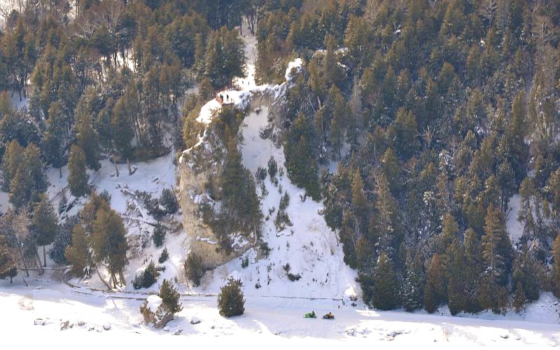 Arch Rock on Mackinac Island in winter