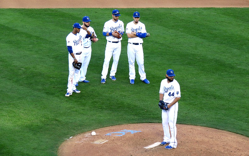 Luke Hochevar warming up