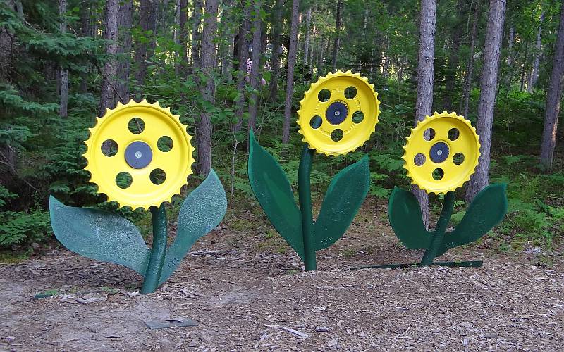 Scrap metal sunflower sculptures