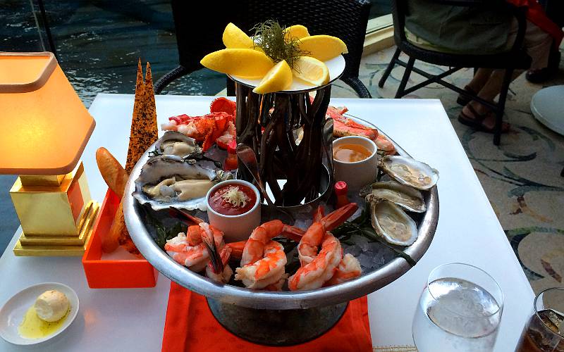 chilled shellfish platter at Lakeside restaurant