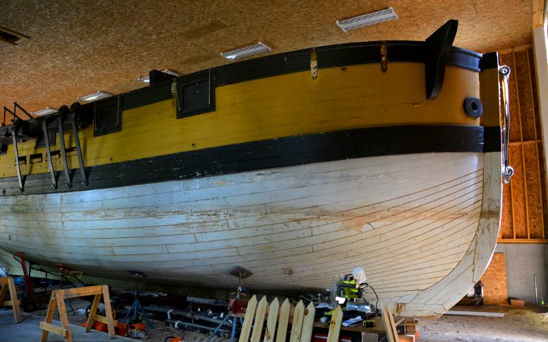 The bow of the Armed Sloop Welcome - Mackinaw City, Michigan