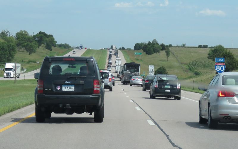 I-80 traffic following the eclipse