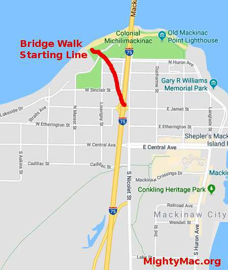 Mackinaw City Shuttle to Bridge Walk Map