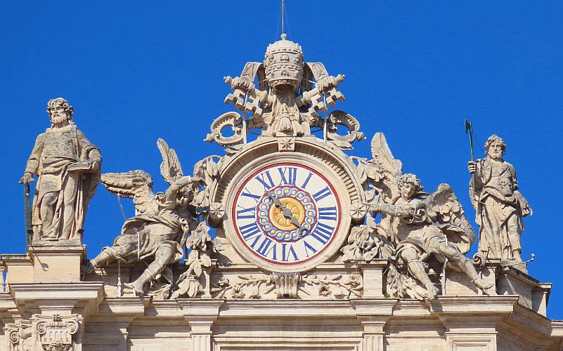 Clock on St Peters Basilica, Vatican City