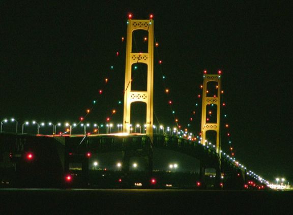 Mackinac Bridge at night