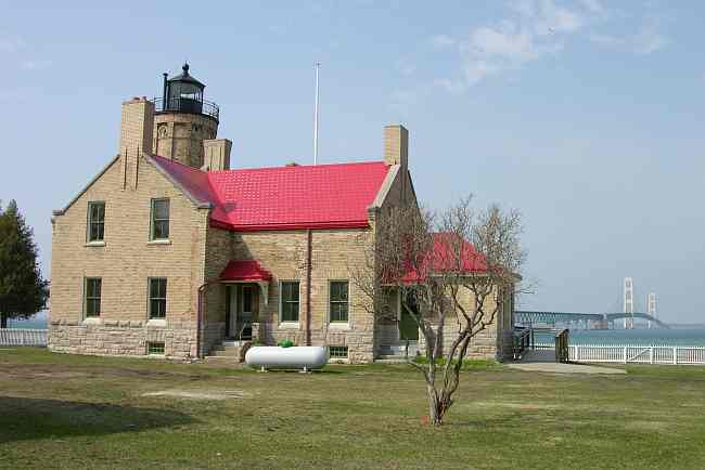 Old Mackinac Point Lighthouse and Mackinac Bridge