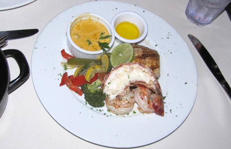 lobster, shrimp, grouper and Mahi-Mahi at Paradise Restaurant