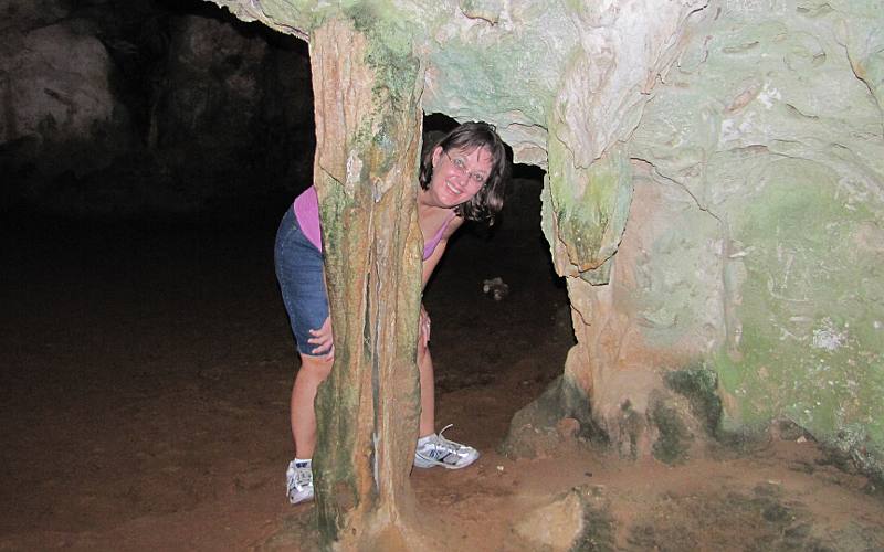 stalactite and stalagmite column in Guadirikiri Cave