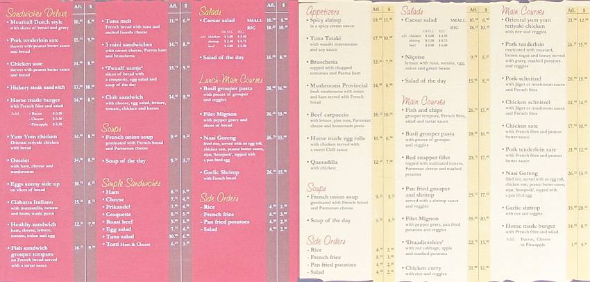 Caf Rembrandt menu - Aruba