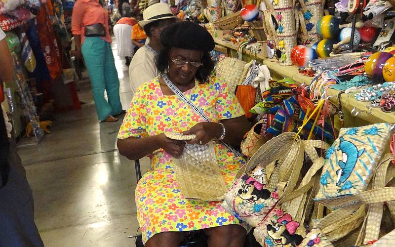 Weaving straw in Nassau, Bahamas