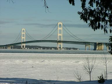 Mackinac Bridge on Christmas Day 2000