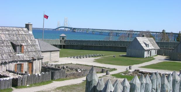 Coloniial Michilimackinac fort in Mackinaw City