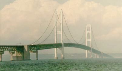 Mackinac Bridge on hazy day